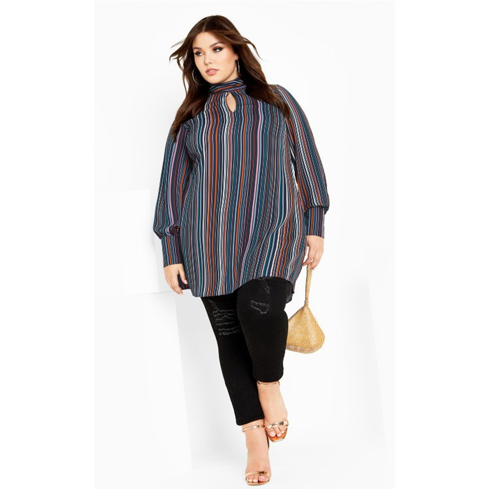 NWT City Chic Illusion LS Stripe Shift Mini Dress / Tunic Top Tie Plus Size 18 - Picture 14 of 14